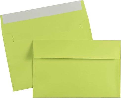 JAM PAPER A9 Colored Invitation Envelopes - Ultra Lime Green Peel & Seal Closure 100/Pack