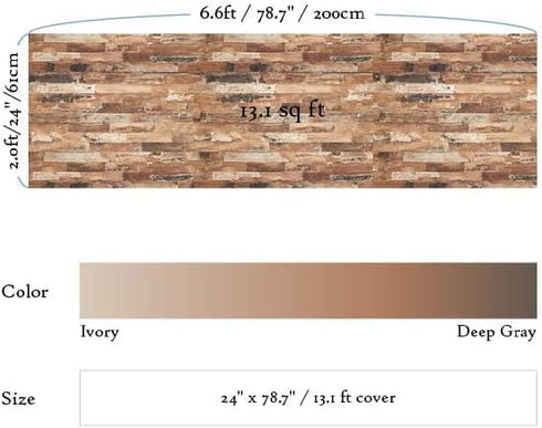 (24" 78", Very Berry Sticker Wood Panel Peel and Stick Wallpaper x Light Texture, Dark Wood) Waterproof and Easy