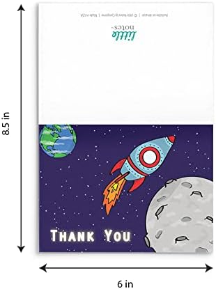 Little Notes by Comptime (24 Rocket & Space Thank You Cards Foldover Cards and Envelopes) Kids Thank You Cards