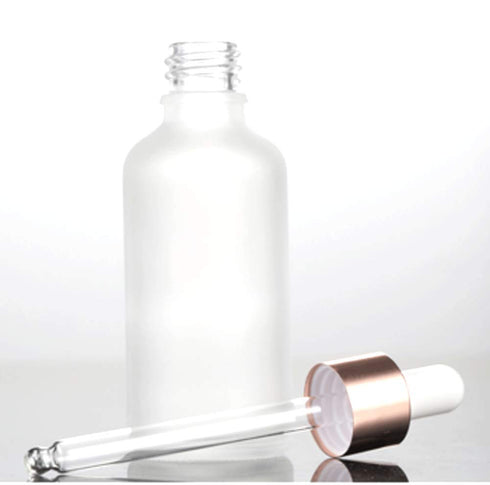100ml/3.4oz Frosted Glass Dropper Bottles, 2 Pack Essential Oil and Perfume Sample Containers with Rose Gold Lids
