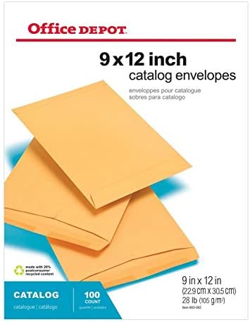 Office Depot Catalog Envelopes | 9in. x 12in. | Brown | Pack Of 100 | 77671