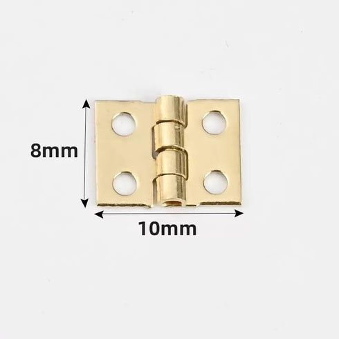 LiZEROGDAX 50Pcs 10 8mm 180 Gold x Mini Dollhouse Hinges Degree Tiny Hinge for Miniature Furniture Jewelry Box, Small