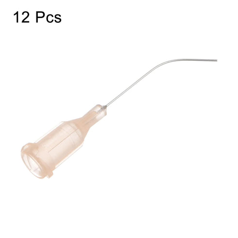 12pcs Blunt Tip Dispensing Needles, 26 Gauge 1" Angled Tips for Oil or Glue Applicator, Light Yellow