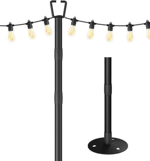 Sprimden 10FT String Light Poles for Outdoor Decor, Sturdy Light Pole with Hard