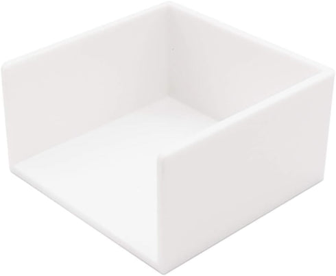 White Memo Holder, 3 x 3 PS Notepad Organizer, Sticky Notes Cube Holder for Home and Office
