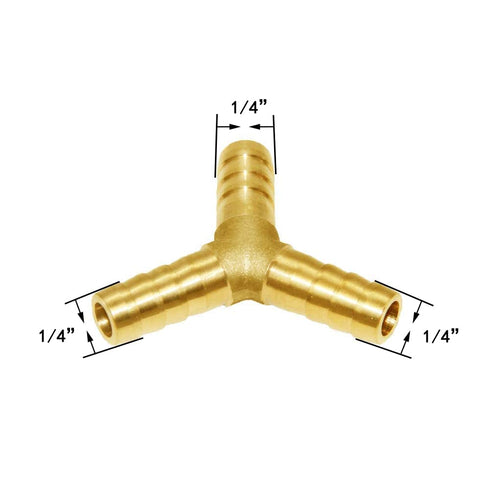 Joywayus 1/4" Hose Barb Y Shaped 3 Way Union Fitting for Water/Fuel/Air Intersection/Split Brass