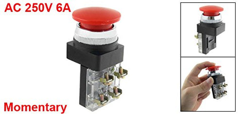 AC 600V 6A 38 mm 1.5" Red Sign Momentary Mushroom Push Button Switch by uxcell