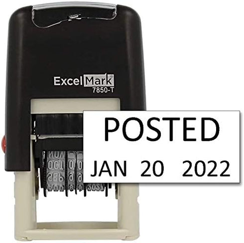 ExcelMark Posted - Self-Inking Rubber Date Stamp - Compact Size with Black Ink