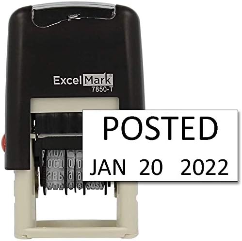 ExcelMark Posted - Self-Inking Rubber Date Stamp - Compact Size with Black Ink