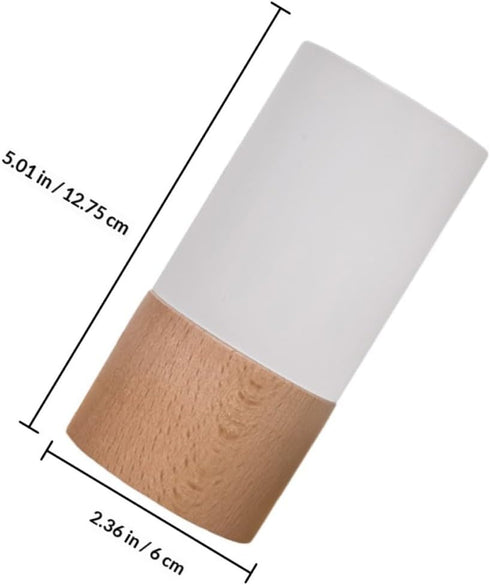 Wooden LED Night Light Table Lamp with USB Port, RGB Color Changing Bedside Lamp, Modern Japanese Beech Wood Cylinder