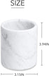 Natural Marble Pencil Pen Holder Stand for Desk, Makeup Brush Cup, Durable Office & Home Organizer, White