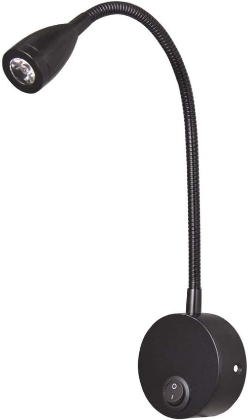 3W 3000K,Black Gooseneck LED Picture Lamp Fixture Wall Light Bedside Reading Light with On/Off Switch Flexible Pipe