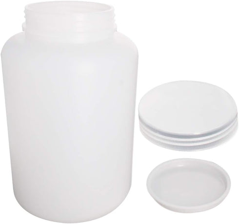 Othmro 3pcs 67.64oz/2000ml Plastic Empty Lab Cylindrical Chemical Reagent Bottle Wide Mouth Laboratory Reagent Polyethylene Bottle Sample Sealing Liquid Storage Container for Food Store White Transluc by Othmro