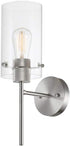 Globe Electric Cusco 1-Light Wall Sconce, Brushed Nickel, Clear Glass Shade 51361,