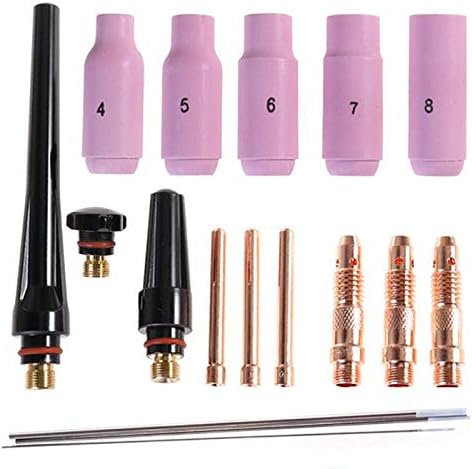 17pcs TIG Welding Torch Collet Body Nozzle Kit - Tungsten Electrode for WP-17/18/26 TIG Welding Torch