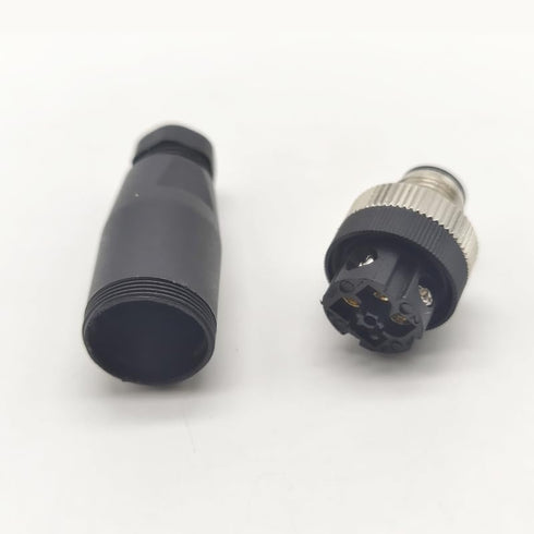 2Pcs M12 4 Pin Male Circular Connector, D Code Industrial IP67 Waterproof Sensor Straight Type Adapter