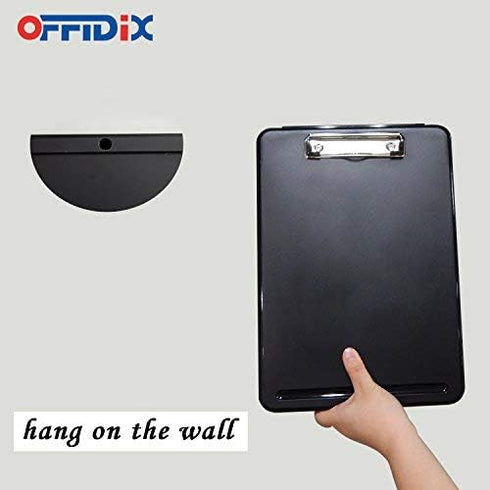 OFFIDIX A4 Plastic Folder Clipboard - Foldover Clipboard for School, Home, and Office (Black)