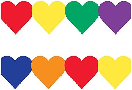Hygloss Products Colored Hearts Die-Cut Bulletin Board Border - 3 x 36 Inch, 12 Pack