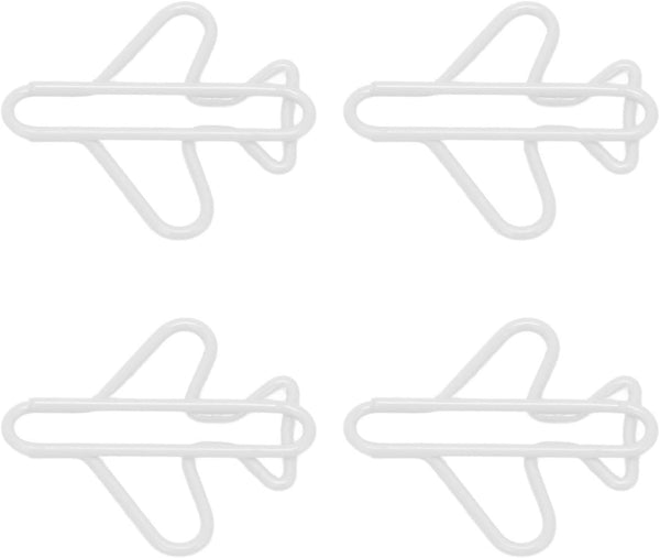 Paper Clip Holder for Desk, 100 Pieces Cute Paper Clips, Anti Slip Light Durable White Plane Shape Fancy Paperclips for
