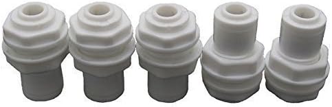 Lemoy 1/4 inch Plastic Bulkhead Fitting Tubing, Quick Connectors Pipe Fittings for Reverse Osmosis Drinking Water, Pack