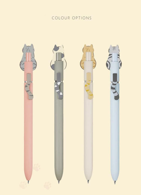 Cute Cat Tails Kawaii Pens, 0.5mm Fine Point Gel Pens, Smooth Writing Black Ink, Quick Dry Retractable Ballpoint