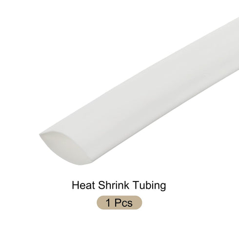 Heat Shrink Tubing 2:1 Cable Sleeving Tube Wrap, 3/8" Dia/5/8" Flat Width/1m, White for Electric Insulation