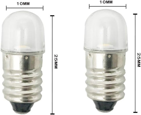 10pcs E10 LED Bulbs 12V Cool White E10 Miniature Screw LED Lamps 0.5Watts 65Lm 12 Volt Miniature Flashlight Bulbs by Generic