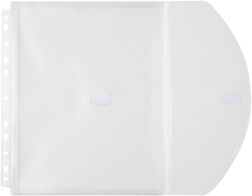 JAM PAPER Plastic 3 Hole Punch Binder Envelopes with Hook & Loop Closure - Clear - 12/Pack, 9 1/2 x 11 1/2