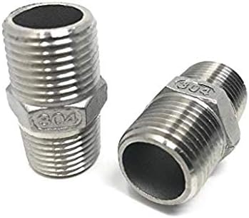 CONCORD 304 Stainless Steel 1/2" NPT Hex Nipple Home Brew - 2 Pack