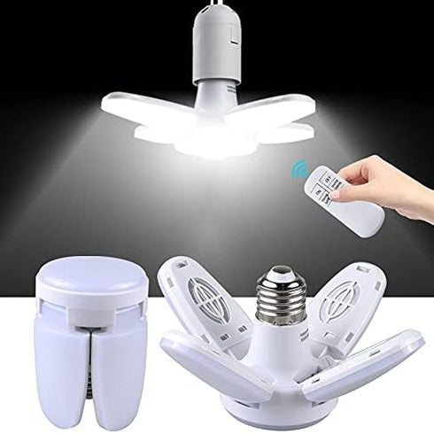 E27 Foldable LED Bulb, 28W Fan Blade Timing Lamp, AC85-265V, Remote Controller for Home Ceiling Light (Only Fan Bulb)