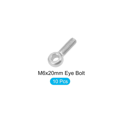 Shoulder Swing Lifting Bolt (M6x20mm) 10Pcs, 304 Stainless Steel Eye Bolts for Home Renovation, Pipeline Gate Valves