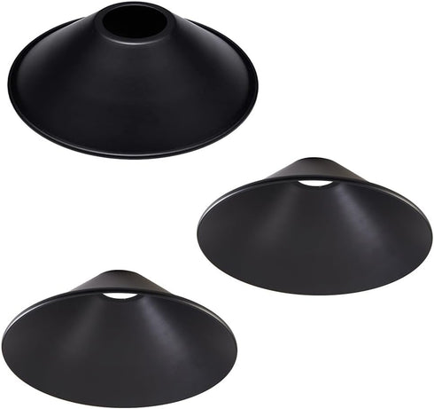 CUFEAL 3-Pack 8.7"Industrial Iron Lamp Shade, Light Cone Shade Black Pendant Light Covers,