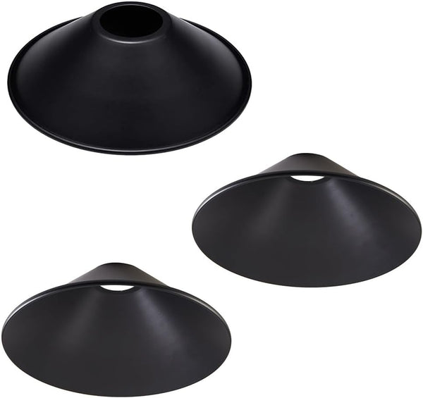 CUFEAL 3-Pack 8.7"Industrial Iron Lamp Shade, Light Cone Shade Black Pendant Light Covers,