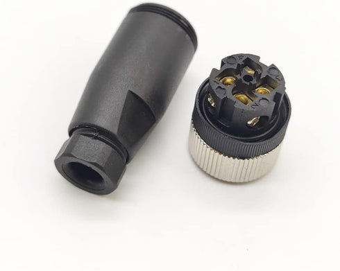 2Pcs M12 4 Pin Female Connector, 12mm A Code Industrial Circular Connector Unshiled Field Assembly Wireable Sensor IP67 250V 4A AC/DC Straight Type Adapter for PG7 (Female)