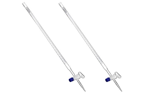 25mL 2 Pack 22.5 Inches QWORK Class A Borosilicate Burette with Glass Key Stopcock - Laboratory Grade, Precision
