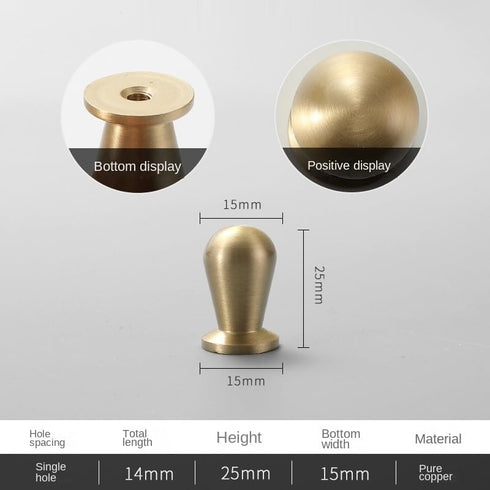 SANCHAKOU 2Pcs 14 15 25mm Handles Knobs Wardrobe Door Round Single Hole Gold Bedside Table Full Copper Cabinet Handle *