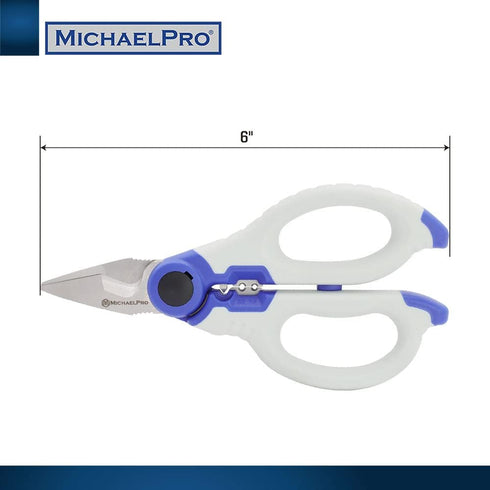 MichaelPro MP010025 6" Heavy Duty Electrician Scissors, Multi-Purpose Shears with Protective Sheath Included