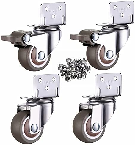 Kolloee 4pcs Furniture Casters Wheels Soft Rubber Swivel Caster Quite Roller Wheels for Trolley Baby Crib Bed Wheels