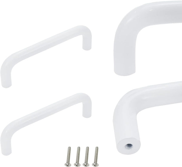2Pcs 4.13" Arch Bow Cabinet Pull, Aluminum Closet Door Hardware Handle, Hole Dia.3.78"/96mm, White