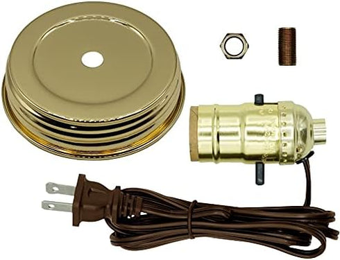 Creative Hobbies DIY Mason Jar Lamp Making Kit - Gold Color Lid & Socket Great for Lamp Conversion, Fits Wide Mouth