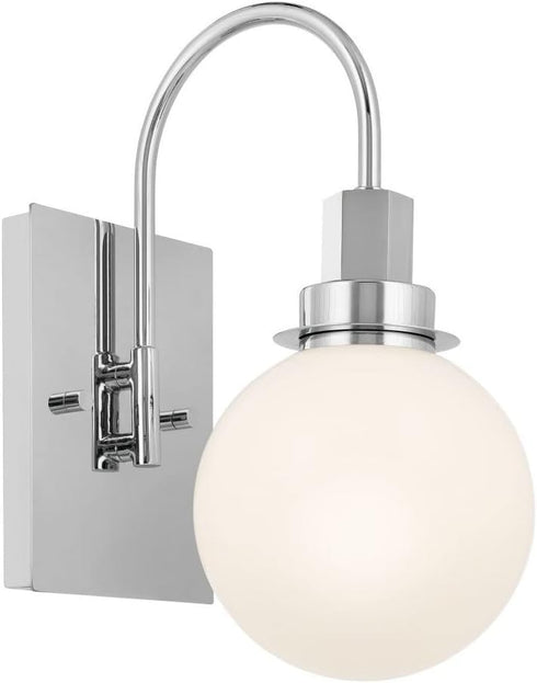 11.5 Inch 1 11.5x9x5.75 Kichler Hex Light Wall Sconce with Opal Glass in Chrome