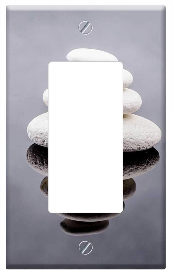 Yuatuwaw Switch Plate Single Rocker/GFCI - Stone Zen White Spa Rock Alternative Close-Up