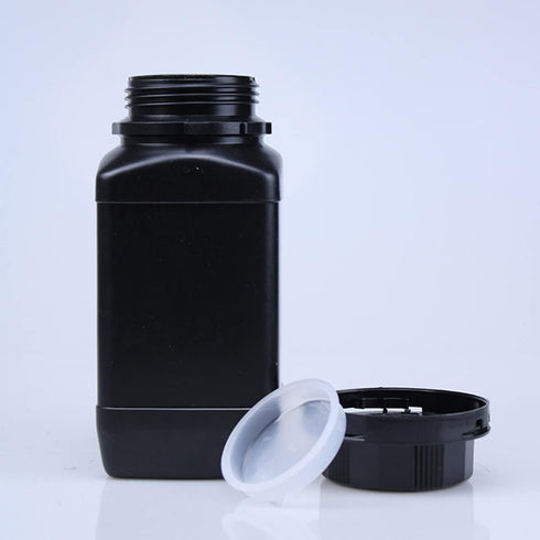 Heyiarbeit 5pcs Plastic Lab Chemical Reagent Bottles 500ml/17oz Wide Mouth Sample Sealing Liquid/Solid Storage, Black