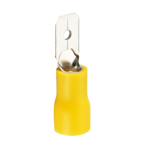 Baomain 1/4" Male Quick Disconnects - Vinyl Insulated Spade Wire Connector Electrical Crimp Terminal 12-10 AWG (Pack of