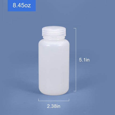 8.4 oz Wide Mouth Lab Reagent Bottle, Laboratory Grade Chemical Container, Sealed Leak-proof Translucent HDPE Bottle, Pill Bottle, Water Sample Bottle(2 Pcs) by UMETASS