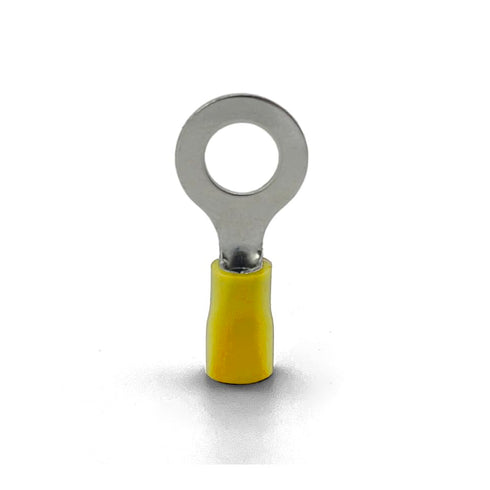 ANGSTROM 1/4" Bolt Ring Terminals, Insulated Electrical Crimp Connectors 100pcs (12-10ga Yellow)