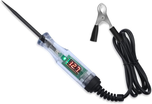 Car Voltage Tester Pen with Alligator Clip, DC 3-48V Test Light Pen, Digital LED Circuit Tester with Prolong Spring