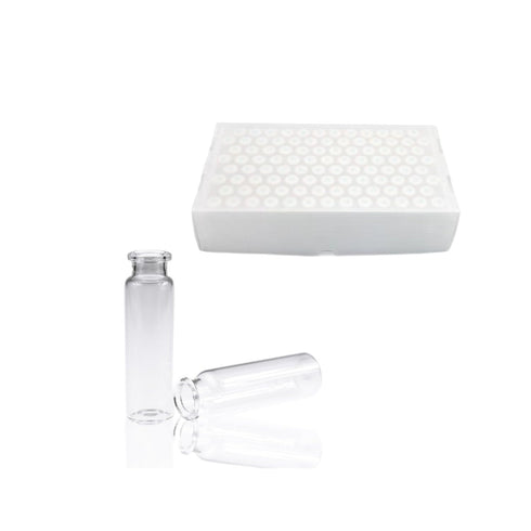 Borosilicate Glass Standard Crimp Headspace Vial, 20ml Capacity, Flat Bottom, Beveled Finish, 22.5x75mm, Pack of 100