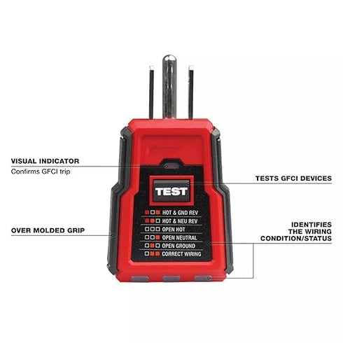 Fzbtt 2223-20 for Milw aukee GFCI Receptacle Tester, Electrical Outlet Plug Tester with LED Indicators, Diagnostic Tool