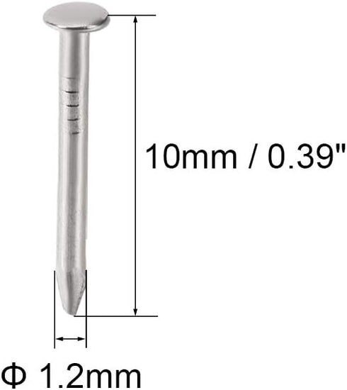 uxcell Small Tiny Hardware Nails, Carbon Steel 1.2X10mm for DIY Decorative Wooden Boxes Accessories, Silver Tone (1000